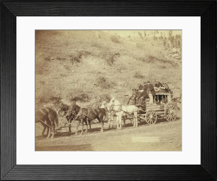 Framed Print : The last Deadwood Coach Last trip of the famous Deadwood Coach, 1890. Creator: John C. H. Grabill Framed Print : The last Deadwood Coach Last trip of the famous Deadwood Coach, 1890. Creator: John C. H. Grabill