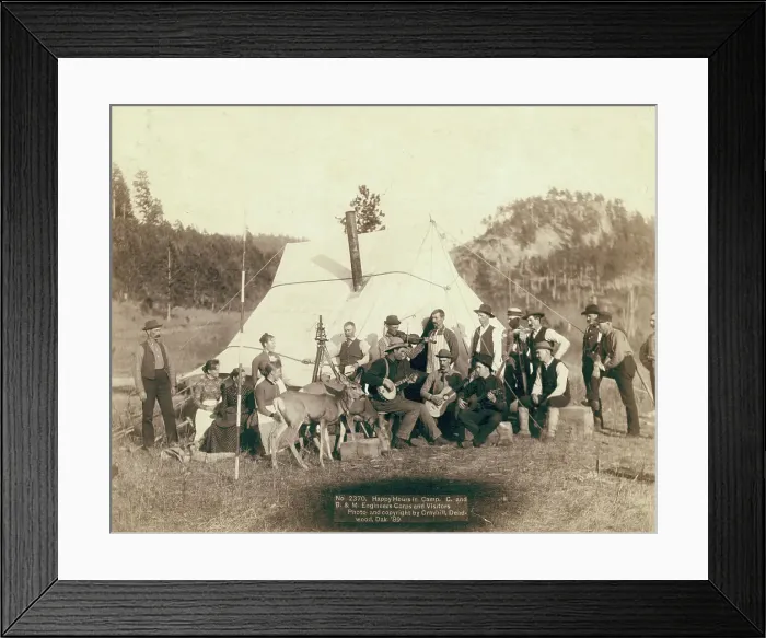 Framed Print : Happy Hours in Camp G and B&M Engineers Corps and Visitors, 1889. Creator: John C. H. Grabill. Happy Hours in Camp G and B&M Engineers Corps and Visitors, 1889. Creator: John C. H. Grabill Framed Print : Happy Hours in Camp G and B&M Engineers Corps and Visitors, 1889. Creator: John C. H. Grabill. Happy Hours in Camp G and B&M Engineers Corps and Visitors, 1889. Creator: John C. H. Grabill