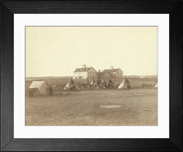 Framed Print : US School for Indians at Pine Ridge, SD, 1891. Creator: John C. H. Grabill Framed Print : US School for Indians at Pine Ridge, SD, 1891. Creator: John C. H. Grabill
