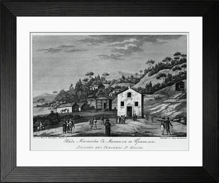 Framed Print : View of Sao Miguel Settlement in Brazil, 1813. Creator: Ivan Ivanovich Kolpakov Framed Print : View of Sao Miguel Settlement in Brazil, 1813. Creator: Ivan Ivanovich Kolpakov