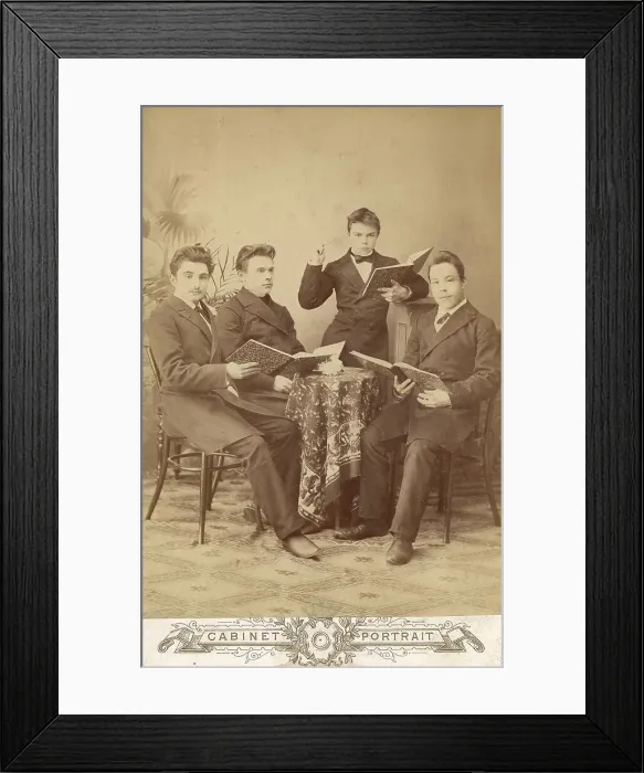 Framed Print : Student Ponomarev Nikolai Aleksandrovich with his friends, late 19th cent - early 20th cent. Creator: DN Mamonov Framed Print : Student Ponomarev Nikolai Aleksandrovich with his friends, late 19th cent - early 20th cent. Creator: DN Mamonov
