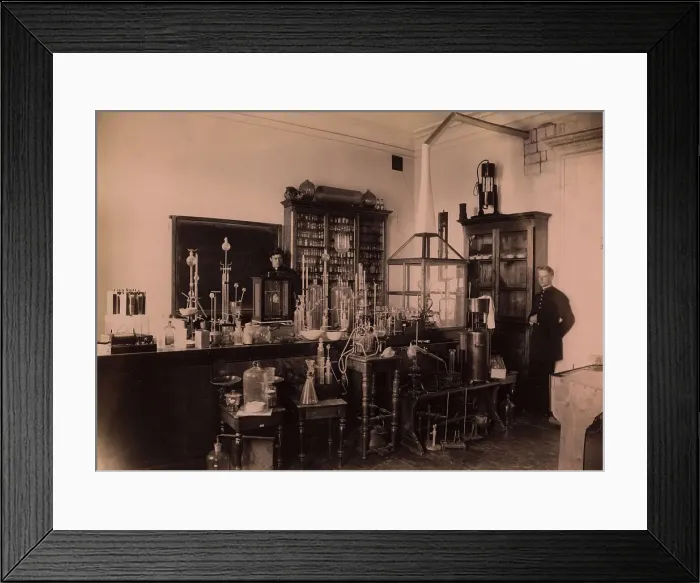 Framed Print : Class in the Chemistry Lab of the Real School in Tyumen, 1889. Creator: N Terekhov Framed Print : Class in the Chemistry Lab of the Real School in Tyumen, 1889. Creator: N Terekhov