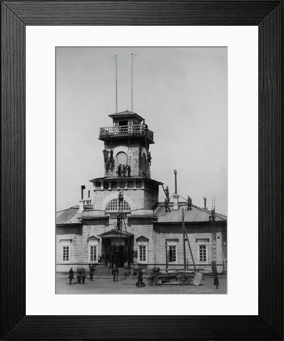 Framed Print : Irkutsk police fire brigade. Exercise with ladders and hooks, 1894. Creator: R Prorokov Framed Print : Irkutsk police fire brigade. Exercise with ladders and hooks, 1894. Creator: R Prorokov