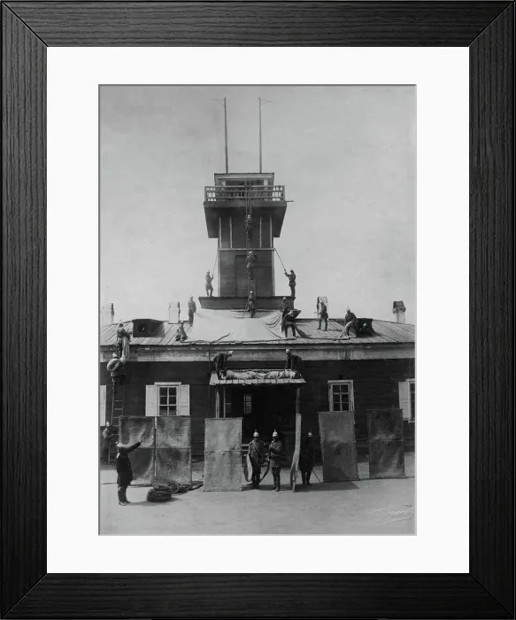 Framed Print : Irkutsk police fire brigade. Exercise with tarpaulins, shields, crowbar and hooks, 1894. Creator: R Prorokov Framed Print : Irkutsk police fire brigade. Exercise with tarpaulins, shields, crowbar and hooks, 1894. Creator: R Prorokov