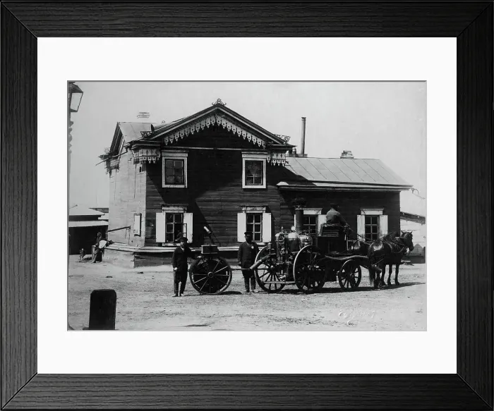 Framed Print : Irkutsk police fire brigade. Steam fire pipe and Arsenal well, 1894. Creator: R Prorokov Framed Print : Irkutsk police fire brigade. Steam fire pipe and Arsenal well, 1894. Creator: R Prorokov