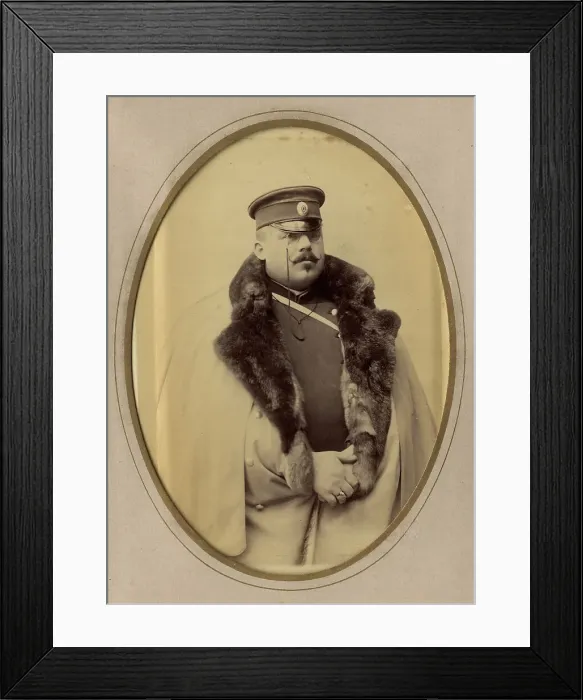 Framed Print : Firefighter A.F. Domishkevich in uniform, late 19th cent - early 20th cent. Creator: PA Milevskii