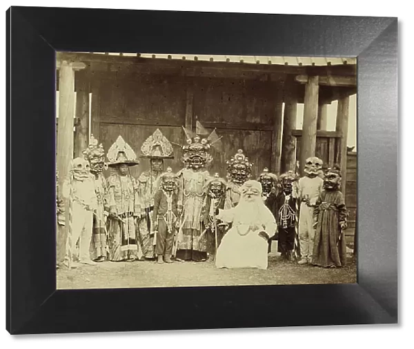 Lamas in masks and costumes participating in a religious dance (tsam)... 1880-1889. Creator: Peter Adamovich Milevskiy