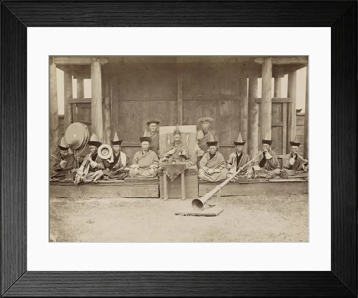 Framed Print : Gusinoozersk Datsan Khamba Lama (abbot (1)), lamas and lama musicians... 1880-1889. Creator: Peter Adamovich Milevskiy Framed Print : Gusinoozersk Datsan Khamba Lama (abbot (1)), lamas and lama musicians... 1880-1889. Creator: Peter Adamovich Milevskiy