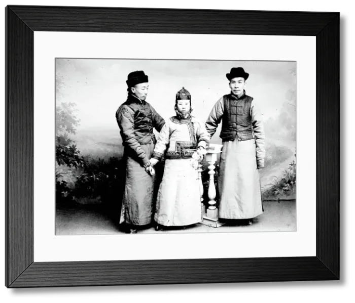Framed Print : Two men and a woman of Asian appearance, 1880. Creator: Nikolai Nikolaevich Petrov Framed Print : Two men and a woman of Asian appearance, 1880. Creator: Nikolai Nikolaevich Petrov
