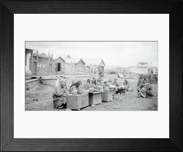Framed Print : Asian traders in front of the datsan, 1880. Creator: Nikolai Nikolaevich Petrov Framed Print : Asian traders in front of the datsan, 1880. Creator: Nikolai Nikolaevich Petrov