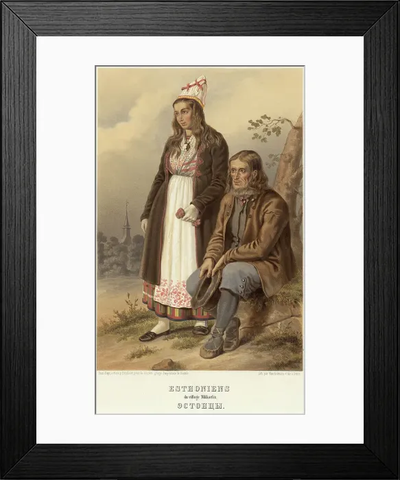 Framed Print : Estonians, 1862. Creator: Avgust Ivanovich Pettsol'd Framed Print : Estonians, 1862. Creator: Avgust Ivanovich Pettsol'd