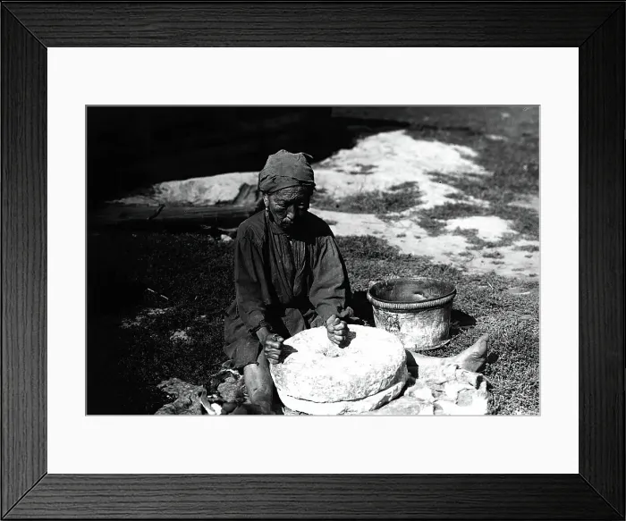 Framed Print : Working with a flour millstone, 1890. Creator: Unknown Framed Print : Working with a flour millstone, 1890. Creator: Unknown
