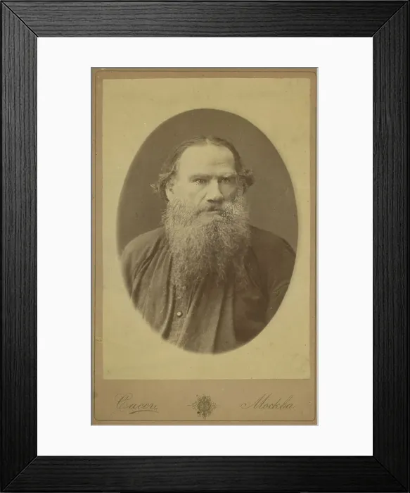 Framed Print : Count Leo Tolstoy, half-length portrait, facing right, between 1880 and 1886. Creator: Sass Framed Print : Count Leo Tolstoy, half-length portrait, facing right, between 1880 and 1886. Creator: Sass