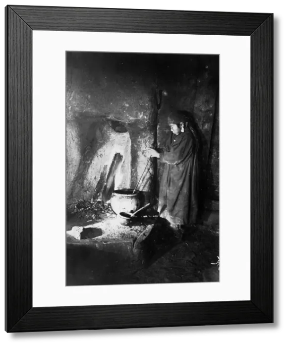 Framed Print : Girl at the hearth, late 19th cent - early 20th cent. Creator: I Popov Framed Print : Girl at the hearth, late 19th cent - early 20th cent. Creator: I Popov