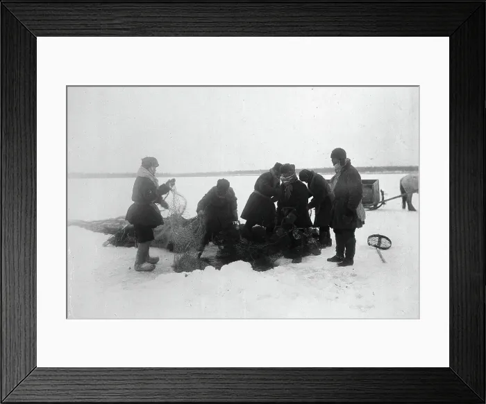 Framed Print : Ice fishing, 1890. Creator: Unknown Framed Print : Ice fishing, 1890. Creator: Unknown