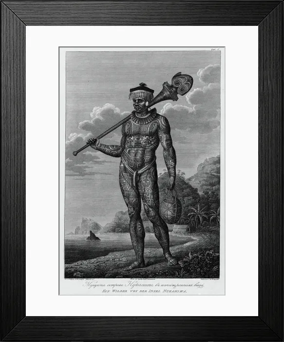 Framed Print : A Man From Nukagiva Island with Tattoos on His Body, 1813. Creators: Jegor Skotnikoff, Ignaz Sebastian Klauber Framed Print : A Man From Nukagiva Island with Tattoos on His Body, 1813. Creators: Jegor Skotnikoff, Ignaz Sebastian Klauber