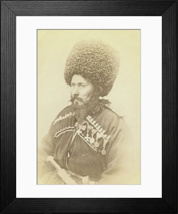 Framed Print : Half-length portrait of Daghestani man, facing left, between 1870 and 1886. Creator: Unknown