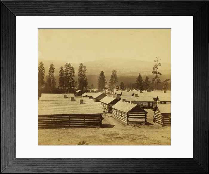 Framed Print : No 2, log huts, winter quarters of the Br N Am Boundary Commission on... between 1858 and 1861. Creator: Unknown Framed Print : No 2, log huts, winter quarters of the Br N Am Boundary Commission on... between 1858 and 1861. Creator: Unknown