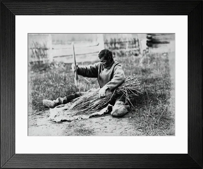 Framed Print : Hammering the sheaf, 1890. Creator: Unknown Framed Print : Hammering the sheaf, 1890. Creator: Unknown