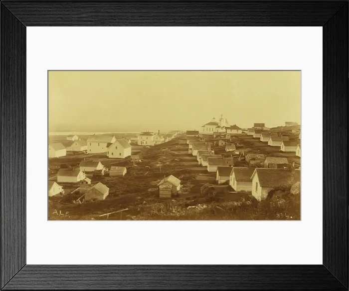 Framed Print : Unidentified village, possibly on Unalaska Island; Russian church with clock in the... 1894 or 95. Creator: Unknown Framed Print : Unidentified village, possibly on Unalaska Island; Russian church with clock in the... 1894 or 95. Creator: Unknown