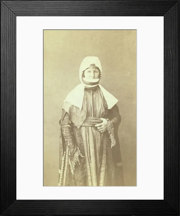 Framed Print : Three-quarter length portrait of woman, facing front, between 1870 and 1886. Creator: Unknown Framed Print : Three-quarter length portrait of woman, facing front, between 1870 and 1886. Creator: Unknown