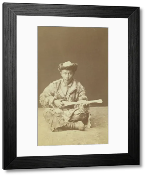Framed Print : Kazakh man, a musician with a dombra, seated, between 1870 and 1886. Creator: Unknown Framed Print : Kazakh man, a musician with a dombra, seated, between 1870 and 1886. Creator: Unknown