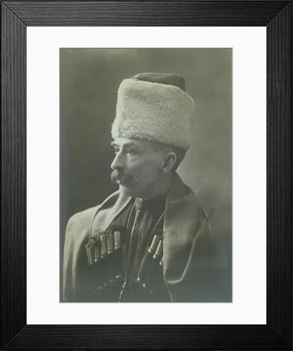 Framed Print : George Kennan wearing Georgian cossak uniform, half-length portrait... between 1870 and 1886. Creator: Unknown Framed Print : George Kennan wearing Georgian cossak uniform, half-length portrait... between 1870 and 1886. Creator: Unknown
