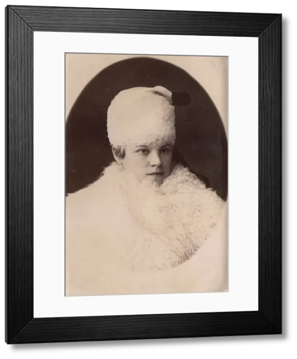 Framed Print : Young woman in winter clothes, late 19th cent - early 20th cent. Creator: Unknown Framed Print : Young woman in winter clothes, late 19th cent - early 20th cent. Creator: Unknown