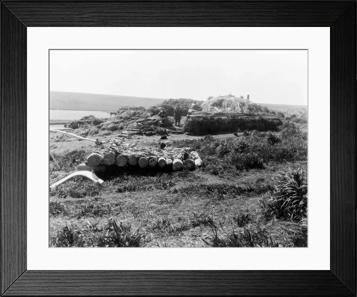 Framed Print : Nihkoyak, men's house at winter camp-Nunivak, c1929. Creator: Edward Sheriff Curtis Framed Print : Nihkoyak, men's house at winter camp-Nunivak, c1929. Creator: Edward Sheriff Curtis