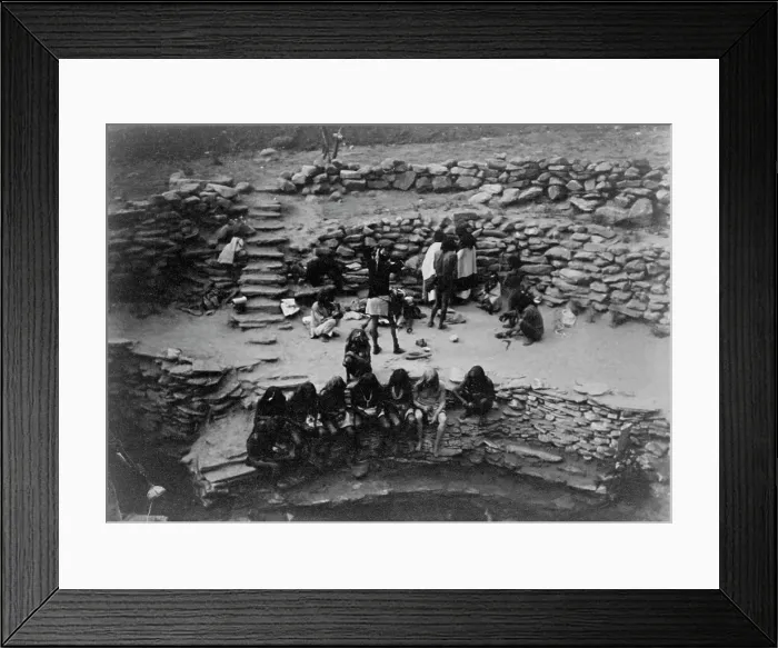 Framed Print : Flute dancers at Tureva Spring, c1905. Creator: Edward Sheriff Curtis Framed Print : Flute dancers at Tureva Spring, c1905. Creator: Edward Sheriff Curtis