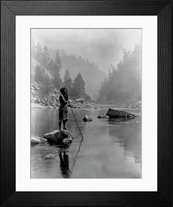 Framed Print : A smoky day at the Sugar Bowl-Hupa, c1923. Creator: Edward Sheriff Curtis Framed Print : A smoky day at the Sugar Bowl-Hupa, c1923. Creator: Edward Sheriff Curtis