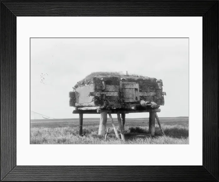 Framed Print : Food caches, Hooper Bay, Alaska, c1929. Creator: Edward Sheriff Curtis Framed Print : Food caches, Hooper Bay, Alaska, c1929. Creator: Edward Sheriff Curtis