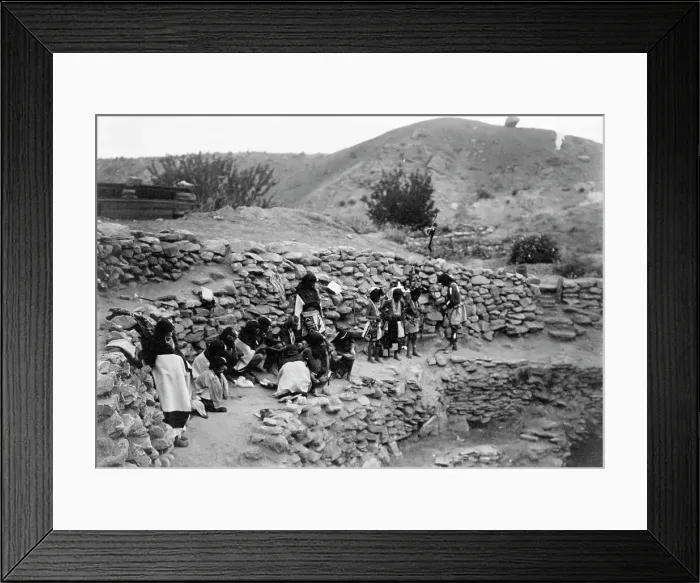 Framed Print : Flute dancers at Tureva Spring (B), c1905. Creator: Edward Sheriff Curtis