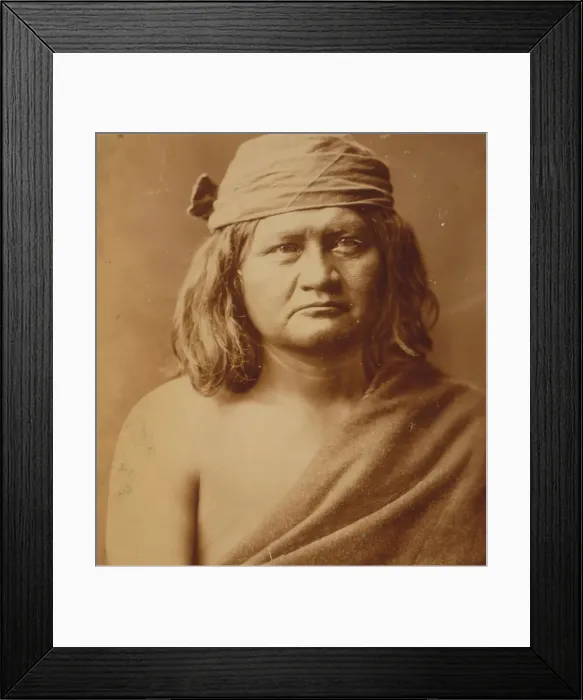 Framed Print : Native man, head-and-shoulders portrait, facing front, c1903. Creator: Edward Sheriff Curtis Framed Print : Native man, head-and-shoulders portrait, facing front, c1903. Creator: Edward Sheriff Curtis