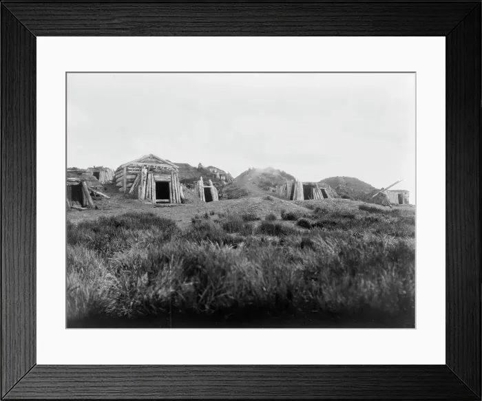 Framed Print : Hooper Bay homes, Hooper Bay, Alaska, c1929. Creator: Edward Sheriff Curtis