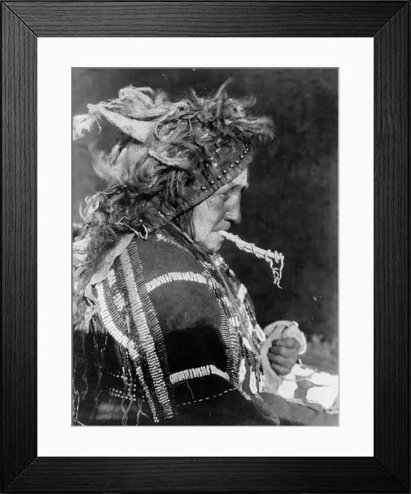 Framed Print : Head-dress of Matóki Society-Blood, c1927. Creator: Edward Sheriff Curtis Framed Print : Head-dress of Matóki Society-Blood, c1927. Creator: Edward Sheriff Curtis