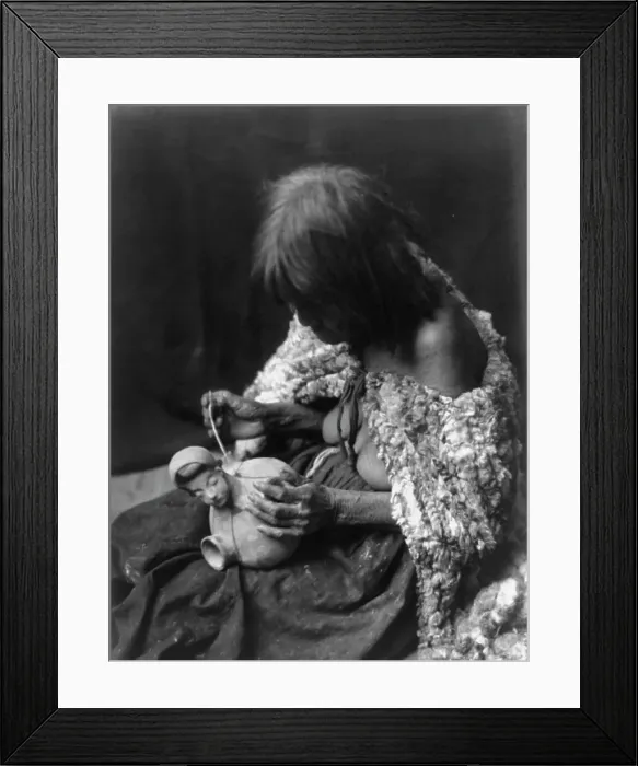 Framed Print : The Mohave potter, c1907. Creator: Edward Sheriff Curtis Framed Print : The Mohave potter, c1907. Creator: Edward Sheriff Curtis