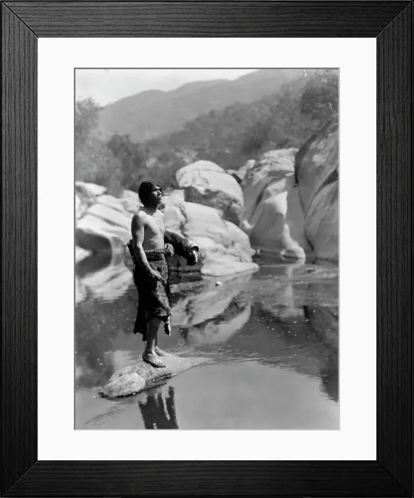 Framed Print : Quiet waters-Tule River Reservation [Yokuts], c1924. Creator: Edward Sheriff Curtis