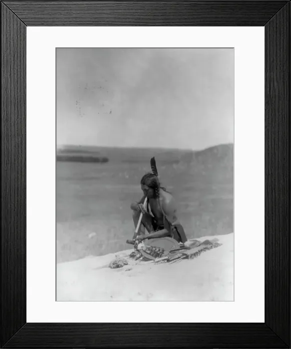 Framed Print : Meditation (Cheyenne River Medicine Rock), 1907, c1907. Creator: Edward Sheriff Curtis Framed Print : Meditation (Cheyenne River Medicine Rock), 1907, c1907. Creator: Edward Sheriff Curtis