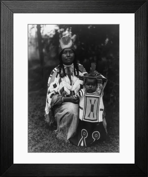 Framed Print : Cayuse mother and child, c1910. Creator: Edward Sheriff Curtis Framed Print : Cayuse mother and child, c1910. Creator: Edward Sheriff Curtis