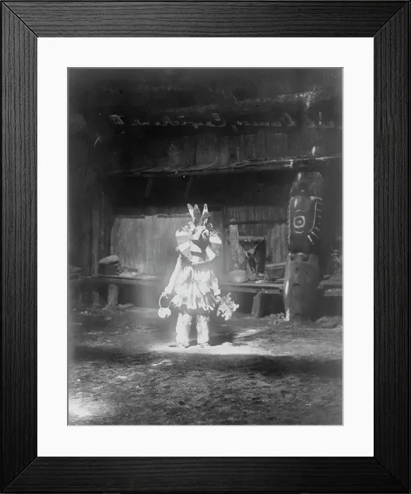 Framed Print : Masked dancer, Cowichan, c1913. Creator: Edward Sheriff Curtis Framed Print : Masked dancer, Cowichan, c1913. Creator: Edward Sheriff Curtis