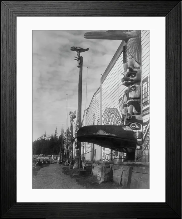 Framed Print : Nimkish village at Alert Bay, c1914. Creator: Edward Sheriff Curtis Framed Print : Nimkish village at Alert Bay, c1914. Creator: Edward Sheriff Curtis