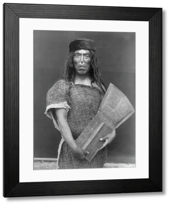 Framed Print : Nakoaktok chief and copper, c1914. Creator: Edward Sheriff Curtis Framed Print : Nakoaktok chief and copper, c1914. Creator: Edward Sheriff Curtis
