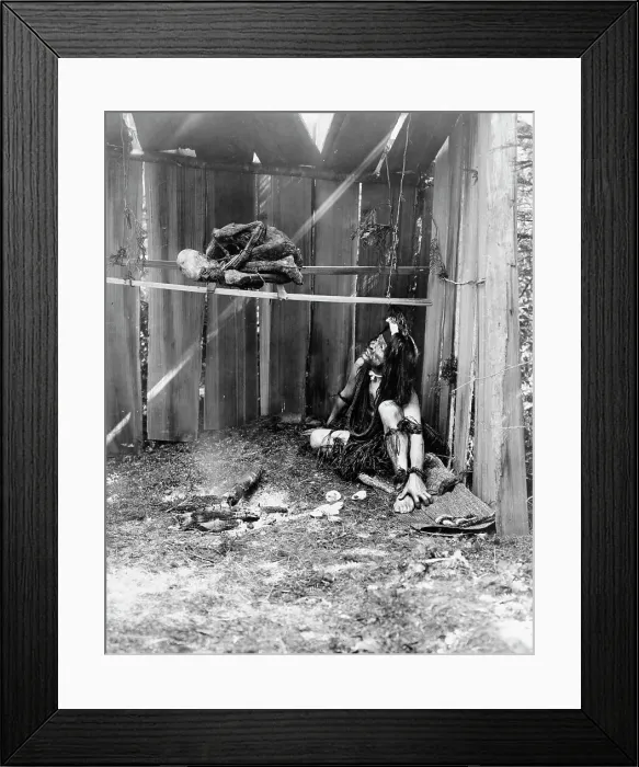 Framed Print : The drying mummy, 1910, c1910. Creator: Edward Sheriff Curtis Framed Print : The drying mummy, 1910, c1910. Creator: Edward Sheriff Curtis