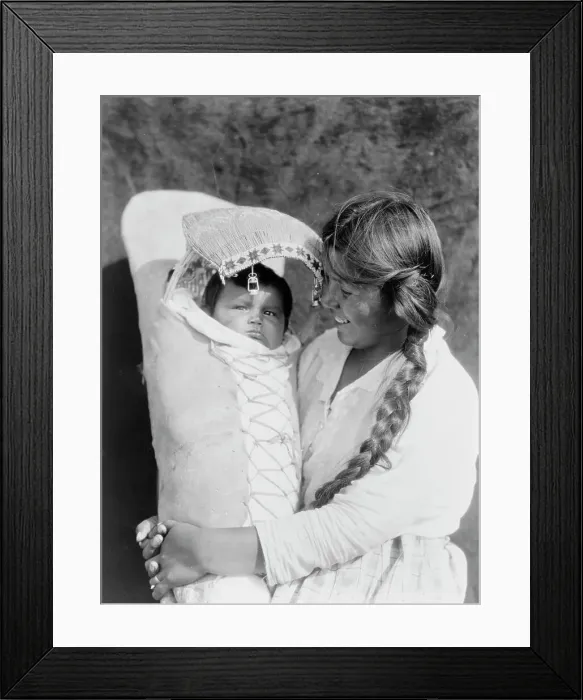 Framed Print : Achomawi mother and child, c1923. Creator: Edward Sheriff Curtis Framed Print : Achomawi mother and child, c1923. Creator: Edward Sheriff Curtis