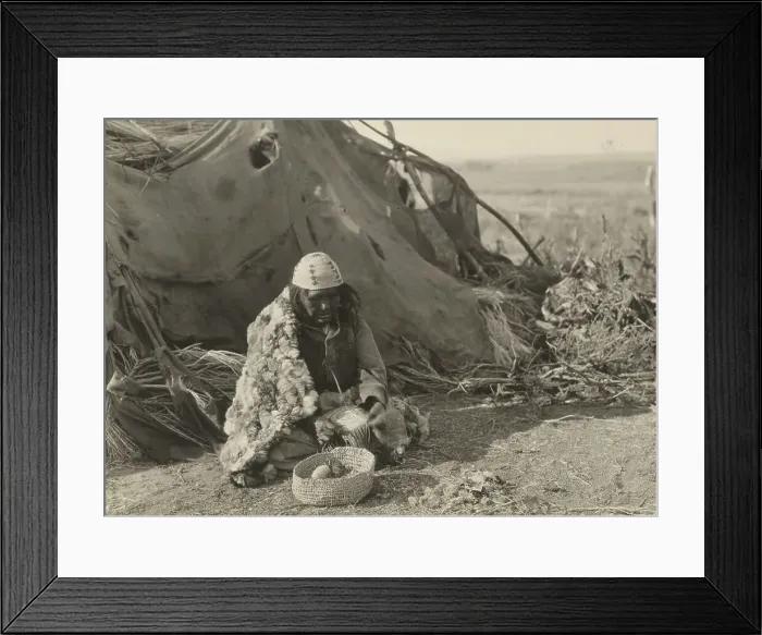 Framed Print : Achomawi basket-maker, 1923. Creator: Edward Sheriff Curtis Framed Print : Achomawi basket-maker, 1923. Creator: Edward Sheriff Curtis