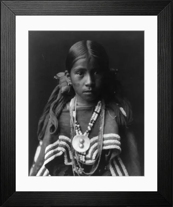 Framed Print : Jicarilla girl in feast dress, c1905. Creator: Edward Sheriff Curtis Framed Print : Jicarilla girl in feast dress, c1905. Creator: Edward Sheriff Curtis