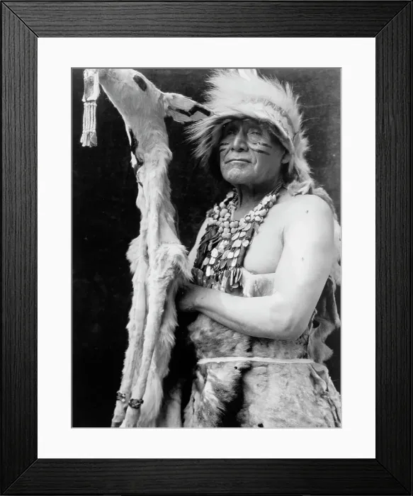 Framed Print : White deerskin dance costume-Hupa, c1923. Creator: Edward Sheriff Curtis Framed Print : White deerskin dance costume-Hupa, c1923. Creator: Edward Sheriff Curtis