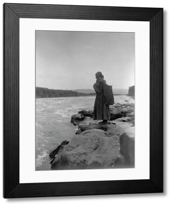 Framed Print : The fish carrier-Wisham (i.e. Wishram), c1910. Creator: Edward Sheriff Curtis Framed Print : The fish carrier-Wisham (i.e. Wishram), c1910. Creator: Edward Sheriff Curtis