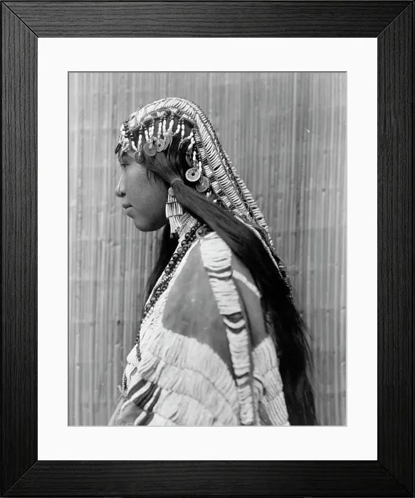 Framed Print : Wisham (i.e. Wishran) girl, profile, c1910. Creator: Edward Sheriff Curtis Framed Print : Wisham (i.e. Wishran) girl, profile, c1910. Creator: Edward Sheriff Curtis